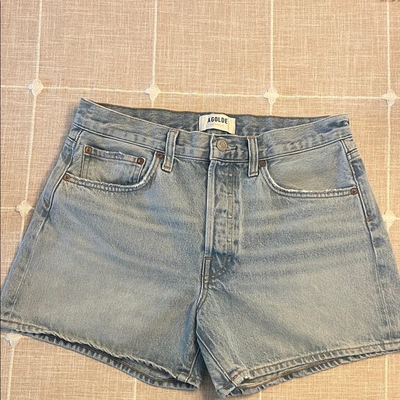 Agolde Pants - Agolde Faded Blue Parker Long Denim Shorts